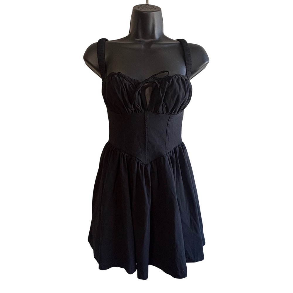 IRIS Size Small Black Milkmaid Mini Dress Renaissance Whimsigoth Y2K Coquette